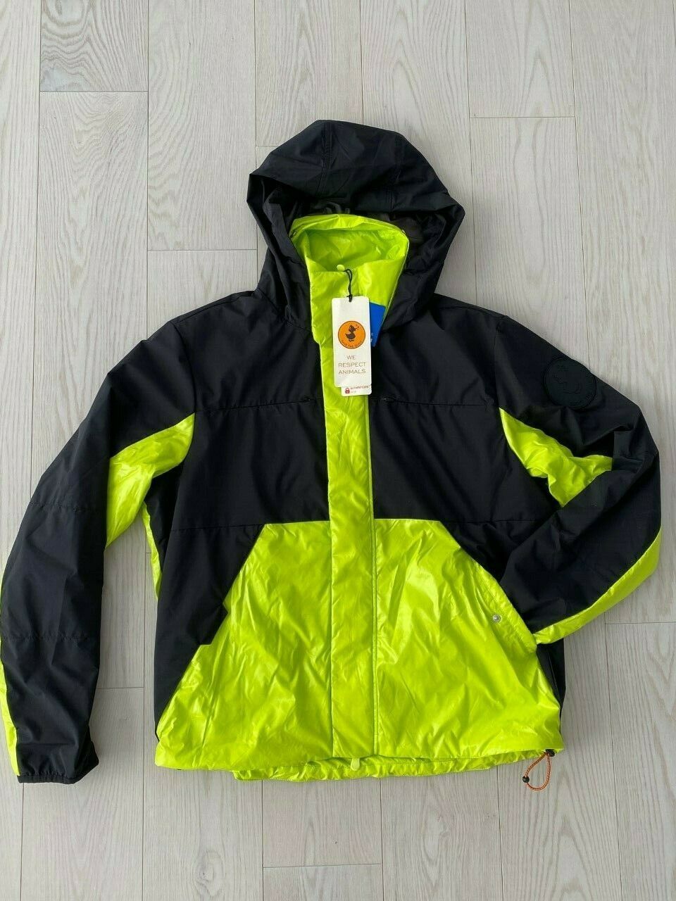 Primary image for Save The Duck Ultra Light Hooded Jacket Black / Lime ( L ) 
