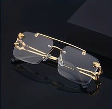 Top Bar Fashion Aviator Sunglasses For Women Men Rimless Glasses Hollow Out - £12.99 GBP