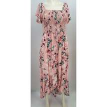 Band of Gypsies Pink Floral Smocked Off The Shoulder Maxi Dress Size XS - £31.97 GBP