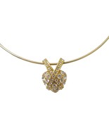 Vtg NOLAN MILLER  Cross Gold Rhinestone Heart Slide Pendant Wire Choker ... - £19.19 GBP