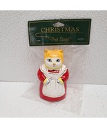 Vintage Post Script Orange Cat In Red Dress Mom Grandma Christmas Ornament - $19.70