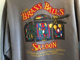 Vtg Burke&#39;s Brass Balls Saloon Ocean City Maryland Hoodie Motorcycle Size S - $33.35