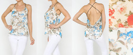 Women&#39;s X Strap Open Back Chiffon Slouchy Floral Camisole (Large, Red Fl... - $15.00