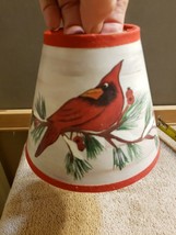 Christmas Paper Clip-On Mini Lampshade Red Bird Cardinal on Evergreen Br... - £13.23 GBP