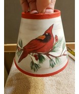Christmas Paper Clip-On Mini Lampshade Red Bird Cardinal on Evergreen Br... - £13.39 GBP