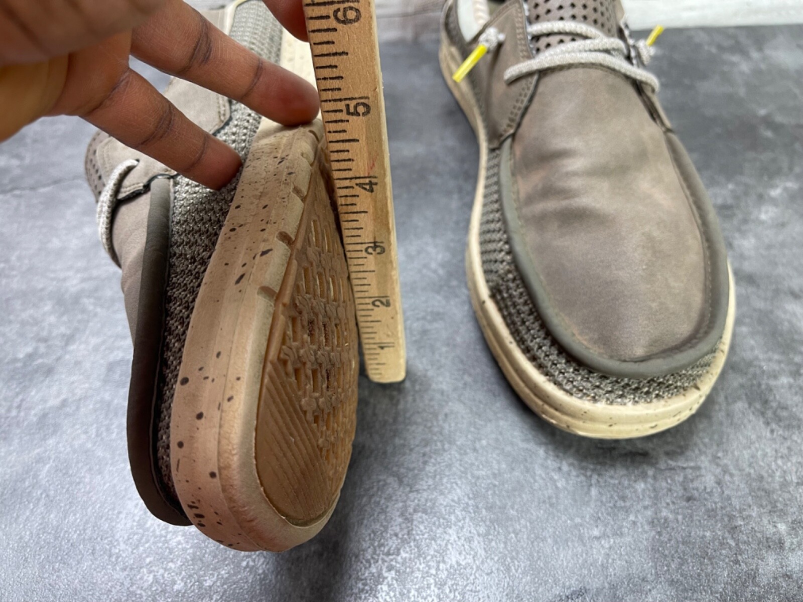 Hey Dude Loafers Men 12 M Welsh Shoes Brown Gray Canvas Slip On Casual Beach Item image 7