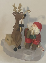 Vintage Hallmark Santa Claus &amp; Reindeer Fishing Christmas Decoration XM1 - £7.05 GBP