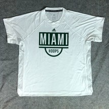 Miami Hurricanes Mens Shirt 2XL XXL Adidas White Green Tee Short Sleeve NCAA Top - $18.98