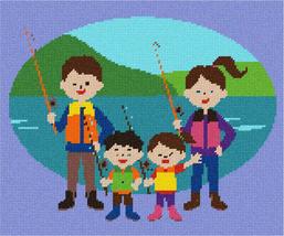 Pepita Needlepoint Canvas: Fishing Family, 12&quot; x 10&quot; - £68.74 GBP+
