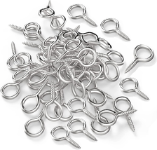 Silver 1 Inch Screw Eyes Metal Eye Hooks Small Eyelet Screws 50 Pcs New - £7.32 GBP