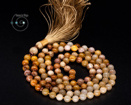 hand knotted 108 mala beads, 6mm Morocco agate, individually made in USA - £41.47 GBP