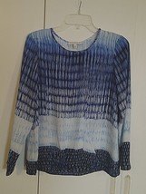 CHAUS NEW YORK LADIES LS CROSS-OVER FRONT BLOUSE-S-POLYESTER-NWOT-BLUES-... - $4.99