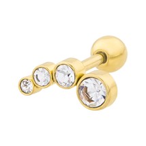 Gold Plated Stainless Steel Tragus with 4 Crystals - £9.59 GBP