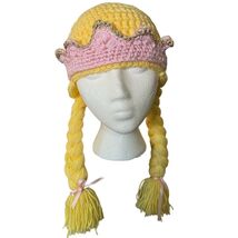 Pink Princess Crown With Blond Braids Crochet Little Girl Halloween Cost... - €10,12 EUR