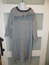 Crewcuts Gray w/Navy Trim Heathered Crewneck Sweatshirt Dress Size 14 Girl&#39;s - £16.92 GBP