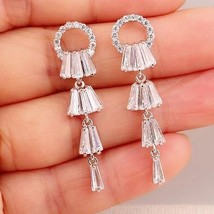 Style: Silver - Kayli Chandelier Earrings With Slender Crystal Baguettes - $947.74 MXN