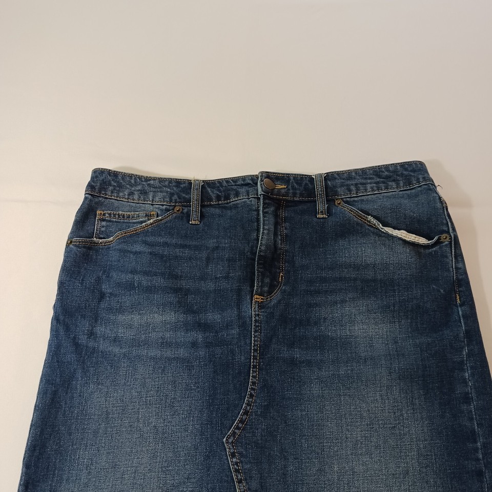 Universal Thread Women's Blue Denim Cotton Blend 1/4 Front Zip Skirt Size 14/32 Item image 8