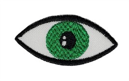 Green Eye Embroidered Applique Iron On Patch 2.1&quot; x 1&quot; Eyeball Optical P... - $4.34+