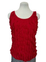 BCX Ruffle Pullover Shirt, Sleeveless, Red, Size M, Scoop Neckline - £7.88 GBP