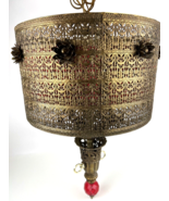 Vintage Ceiling Hanging Pierced Brass Swag Lamp Light Fixture Hollywood ... - €214,98 EUR