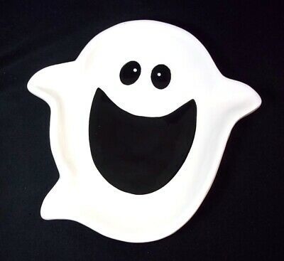 Halloween White ghost ceramic decor dish NEW - $5.00