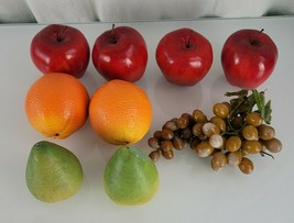 Set Lot Plastic Faux Fruit Apple Orange Pear Grapes - £15.63 GBP