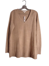 New York &amp; Company Lightweight Tan V-Neck Sweater Size x-Large 100% Acrylic - £14.08 GBP