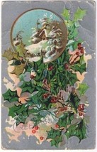 Christmas Postcard Mistletoe Snow Covered House Scene - £2.31 GBP