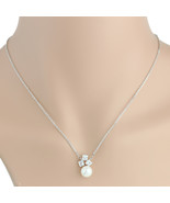 Silver Tone Faux White Sapphire &amp; Pearl Necklace - $32.79 CAD