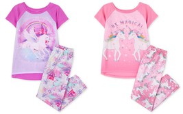 NWT The Childrens Place Unicorn Pegasus Girls Short Sleeve Pajamas Set - £6.59 GBP