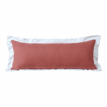 14" X 36" Deep Coral And White 100% Cotton Geometric Zippered Pillow - €75,63 EUR