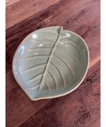 Vintage Leaf Pottery Plate Trinket Dish Sage Green Home Decor Embossed V... - $214.77 MXN