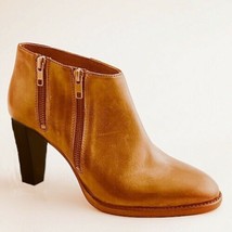 J. Crew Lexington Zip Booties Size 9.5 Camel Brown Leather Made In Italy - £38.92 GBP