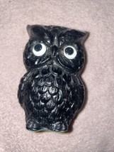 Vtg Owl Figurine Googly Eyes - 5” Hand Crafted From Coal - £6.28 GBP