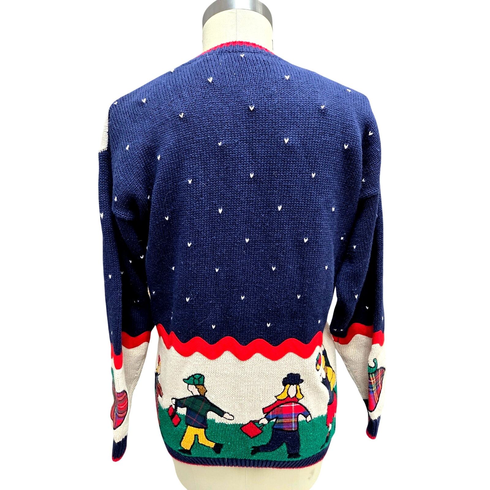 VTG 80s Belle Pointe School Theme Novelty Cardigan Sweater Teacher Chic M Item image 4