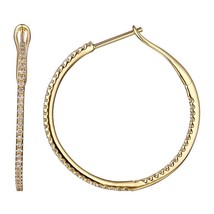 Authenticity Guarantee 
Thin Inside-Out Diamond Hoop Earrings 14K Yellow Gold... - £1,094.70 GBP
