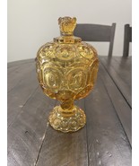 Vintage LE Smith Amber Moon and Stars Glass Pedestal Compote/Candy Dish ... - €25,38 EUR