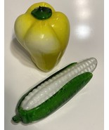 Vintage Murano Style Glass White Corn And Yellow Bell Pepper - $27.69