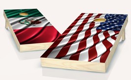 American &amp; Mexican Flag  Cornhole Board Vinyl Wrap Laminated Sticker Set... - £42.46 GBP