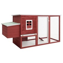 vidaXL Chicken Coop Red and white Pine wood, Plywood, Iron wire Large - $4,668.48 MXN