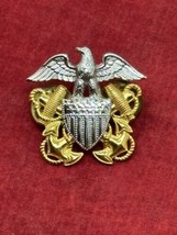 US Navy 1/20 10KT GF Gold Uniform 1.25&quot; Badge Eagle Anchor Shield 2 Pin ... - £19.70 GBP