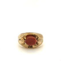 Vintage Signed 10k Gold Filled Vargas Prong Set Oval Goldstone Ring Band size 11 - £42.81 GBP