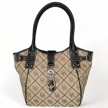 Vintage Dooney &amp; Bourke Signature Monogram Canva Leather Large Shoulder Tote Bag - £93.43 GBP