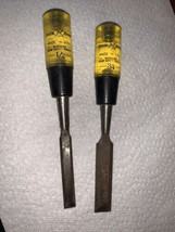 Vintage LOT OF 2 Buck Bros USA 1/2&quot; &amp; 3/4&quot; Beveled Edge Wood Working Chisel - £27.46 GBP