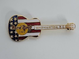 American Flag Washington DC Patriotic GUITAR Hard Rock Cafe HRC Lapel Hat PIN - £7.47 GBP