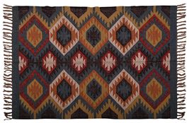 Kamal Durry Udhyog Premium Multi-Colored Wool Jute Kilim Rug  A Handwov... - £55.20 GBP+