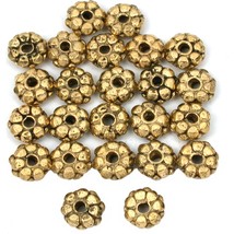 Bali Spacer Flower Antique Gold Plated Beads 7.5mm 15 Grams 20Pcs Approx. - £5.39 GBP