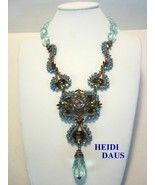 HEIDI DAUS Haute Couture Art Deco Swarovski Blue Crystal &amp; Rhinestone Ne... - £200.70 GBP