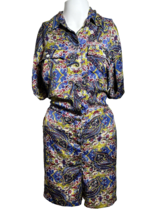 Earthbound Womens Large Button One Piece Romper Blue Paisley - RB - £15.83 GBP