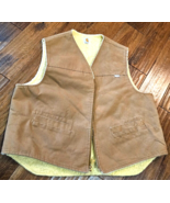 Vtg Carhartt Vest Men&#39;s XXL/2XL Sherpa-Lined Brown Duck 6SV Canvas USA-Made - $59.39